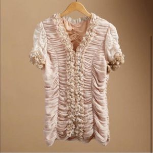 SUNDANCE: IVORY Silk Ruffled Blouse